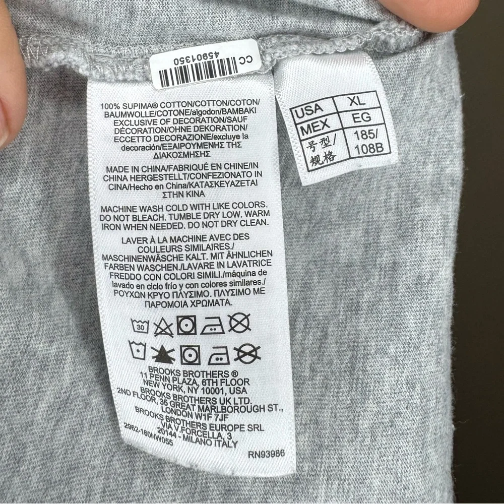 Brooks Brothers Supima Cotton T-Shirt Gray Crewneck Tee Size XL - Picture 3 of 5